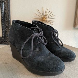 Cole Haan black suede heeled boots size 6